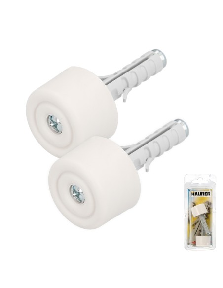 Tope Puerta Con Taco Nylon Blanco Blister 2 Piezas