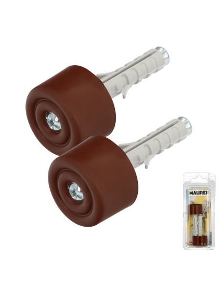 Tope Puerta Con Taco Nylon Marron (Blister 2 Piezas)