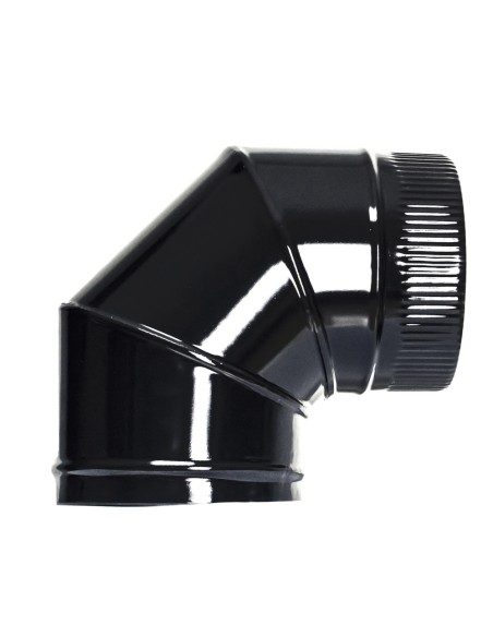 Codo Estufa Color Negro Vitrificado de 200 mm. 90°.