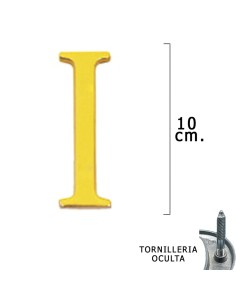 Letra Latón "I" 10 cm. con Tornilleria Oculta (Blister 1 Pieza)