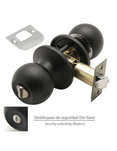 Pomo Puerta Wolfpack Con Condena Negro Para Baños