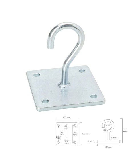 Gancho Wolfpack con pletina Multiuso Abierto Zincado