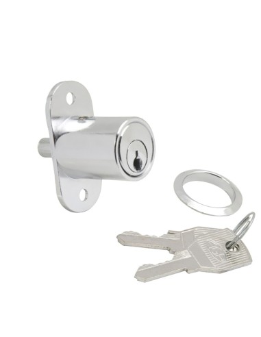 Cerradura Puerta Corredera Pulsador 147/27 mm. Cromado