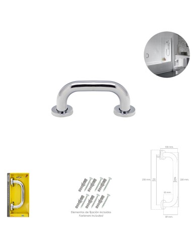 Agarre Ducha Maurer Cromo Brillo Ø 32 mm. Longitud 22 cm.