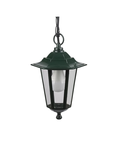 Farol Jardín Hexagonal Verde Suspendido
