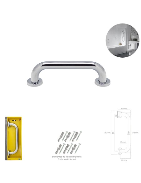 Agarre Ducha Maurer Cromo Brillo Ø 32 mm. Longitud 30 cm.