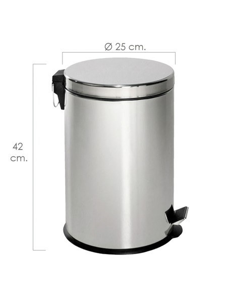 Papelera Maurer Inoxidable 12 Litros Ø 25 x 42 cm.