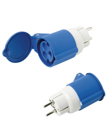 Adaptador Industrial Schuko Cetac Simple 2p Con Tapa
