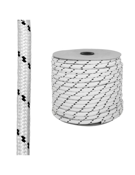 Cuerda Poliester Trenzada Blanco / Azul 10 mm. Bobina 100 m.