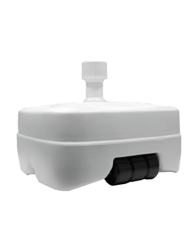 Base Sombrilla Polietileno Con Ruedas, 58x58 cm. para Tubos De Ø 30 A Ø 51 mm. Rellenable de agua o arena,