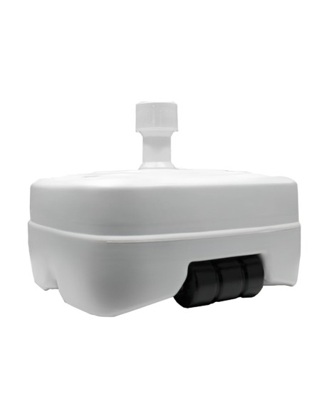 Base Sombrilla Polietileno Con Ruedas, 58x58 cm. para Tubos De Ø 30 A Ø 51 mm. Rellenable de agua o arena,