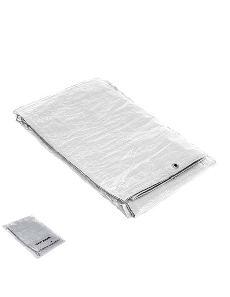 Lona Impermeable Reforzada 3x4 metros (Aproximadamente) Con Ojetes Metálicos, Lona de Protección Duradera, Color Blanco.