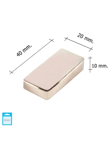 Iman Wolfpack Neodimio Rectangular 40x20x10 mm. (Blister 1 Pieza)