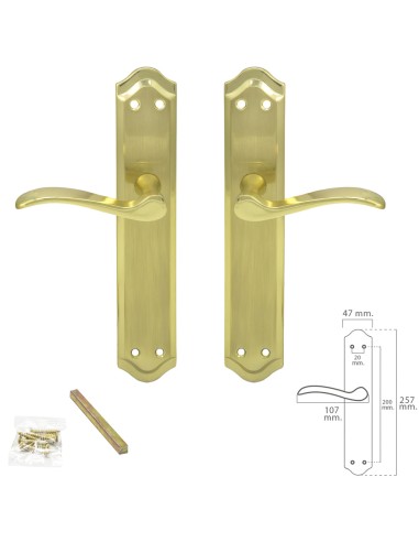 Juego Manivelas Para Puertas, Zamack Latonado "Oryx Irene"