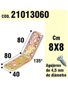 Soporte Para Madera Ángulo 40x80x80 mm. / 135°
