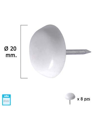 Deslizante Grande Blanco Ø20 (Blister 8 Unidades)