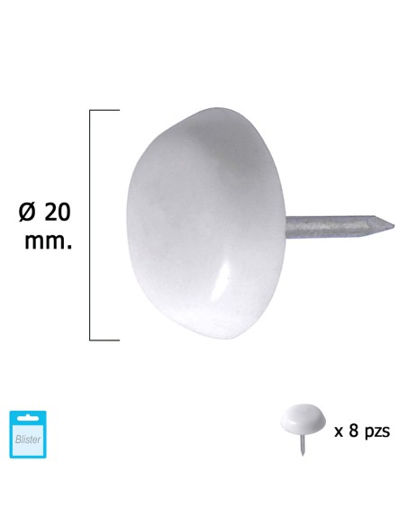 Deslizante Grande Blanco Ø20 (Blister 8 Unidades)