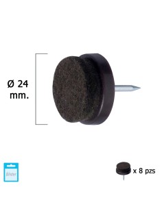Deslizante Marron Con Fieltro Ø24 (Blister 8 Unidades)