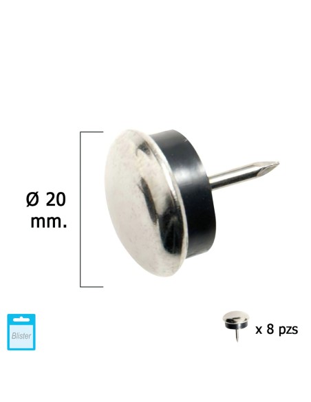 Deslizante Metal Goma Claro Ø20 (Blister 8 Unidades)