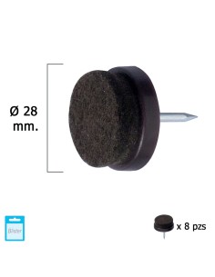 Deslizante Marron Con Fieltro Ø28 (Blister 8 Unidades)