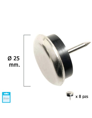 Deslizante Metal Goma Claro Ø25 (Blister 8 Unidades)