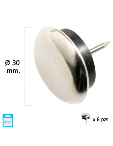 Deslizante Metal Goma Claro Ø30 (Blister 8 Unidades)