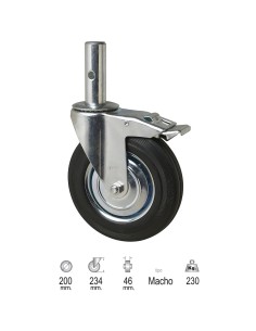 Rueda Industrial Andamio (Macho) 200 mm.