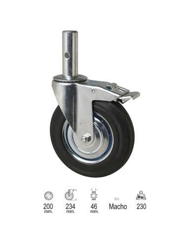 Rueda Industrial Andamio (Macho) 200 mm.
