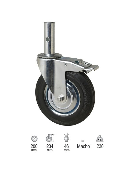 Rueda Industrial Andamio (Macho) 200 mm.