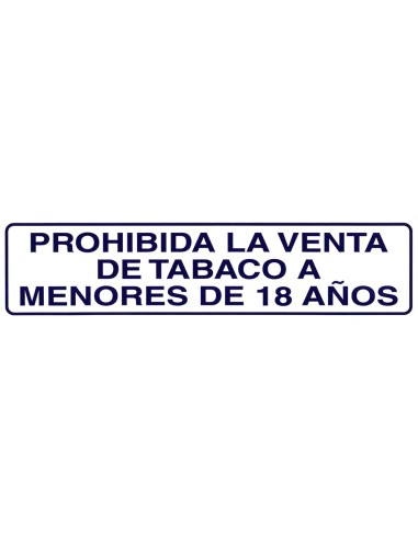 Rotulo Adhesivo 250x63 mm. Prohibida Venta Tabaco  18años