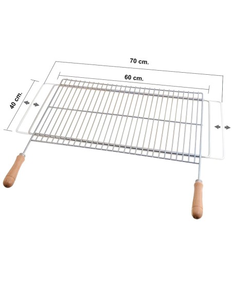Parrilla Barbacoa Extensible 60/70x40cm Zincada