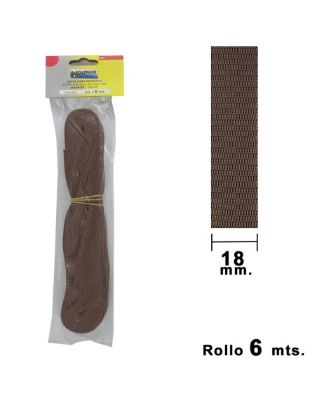 Cinta Persiana Wolfpack Marrón 18 mm. Rollo 6 Metros
