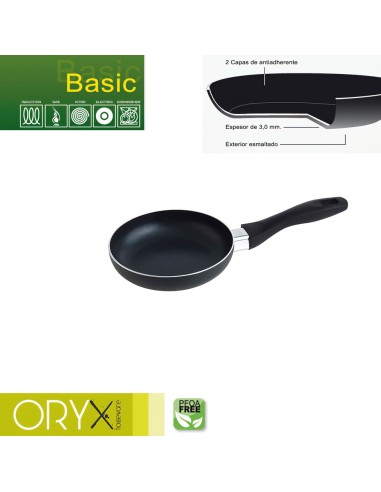 Oryx Sartén Aluminio Antiadherente Basic, Alta Resistencia, Apta Inducción, Libre PFOA, Diámetro 16 cm, Espesor 3 mm.