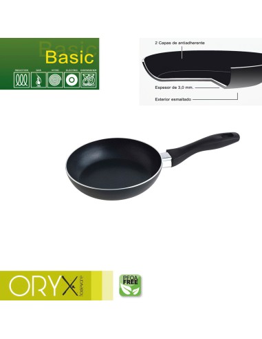 Oryx Sartén Aluminio Antiadherente Basic, Alta Resistencia, Apta Inducción, Libre PFOA, Diámetro 18 cm, Espesor 3 mm.