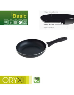 Oryx Sartén Aluminio Antiadherente Basic, Alta Resistencia, Apta Inducción, Libre PFOA, Diámetro 20 cm, Espesor 3 mm.