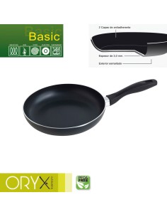 Oryx Sartén Aluminio Antiadherente Basic, Alta Resistencia, Apta Inducción, Libre PFOA, Diámetro 24 cm, Espesor 3 mm.