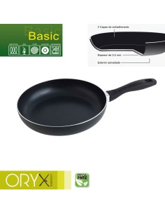 Oryx Sartén Aluminio Antiadherente Basic, Alta Resistencia, Apta Inducción, Libre PFOA, Diámetro 26 cm, Espesor 3 mm.