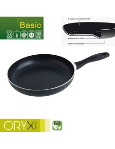 Oryx Sartén Aluminio Antiadherente Basic, Alta Resistencia, Apta Inducción, Libre PFOA, Diámetro 28 cm, Espesor 3 mm.