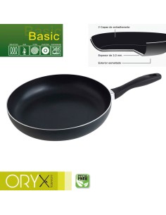 Oryx Sartén Aluminio Antiadherente Basic, Alta Resistencia, Apta Inducción, Libre PFOA, Diámetro 30 cm, Espesor 3 mm.