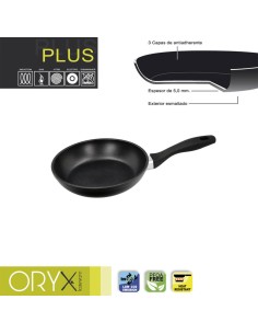 Oryx Sartén Aluminio Antiadherente Plus, Forjada, Apta Inducción, Libre PFOA, Diámetro 18 cm, Espesor 5 mm.