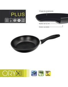 Oryx Sartén Aluminio Antiadherente Plus, Forjada, Apta Inducción, Libre PFOA, Diámetro 22 cm, Espesor 5 mm.