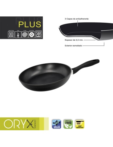 Oryx Sartén Aluminio Antiadherente Plus, Forjada, Apta Inducción, Libre PFOA, Diámetro 24 cm, Espesor 5 mm.