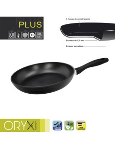 Oryx Sartén Aluminio Antiadherente Plus, Forjada, Apta Inducción, Libre PFOA, Diámetro 28 cm, Espesor 5 mm.