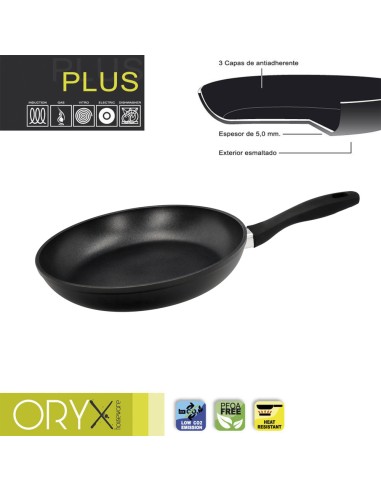 Oryx Sartén Aluminio Antiadherente Plus, Forjada, Apta Inducción, Libre PFOA, Diámetro 28 cm, Espesor 5 mm.