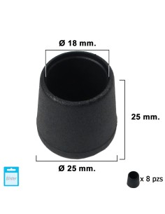 Contera Cónica Negra 18mm. Blister 8 piezas.