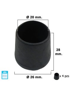 Contera Cónica Negra 20mm. Blister 4 piezas.