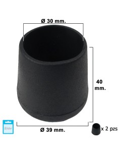 Contera Cónica Negra 30mm. Blister 2 piezas.