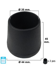 Contera Cónica Negra 35mm. Blister 2 piezas.