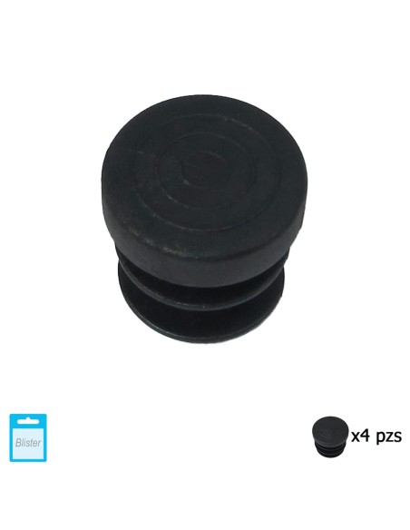 Contera Redonda Interior Negra 16mm. Blister 4 piezas.