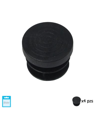 Contera Redonda Interior Negra 20mm. Blister 4 piezas.